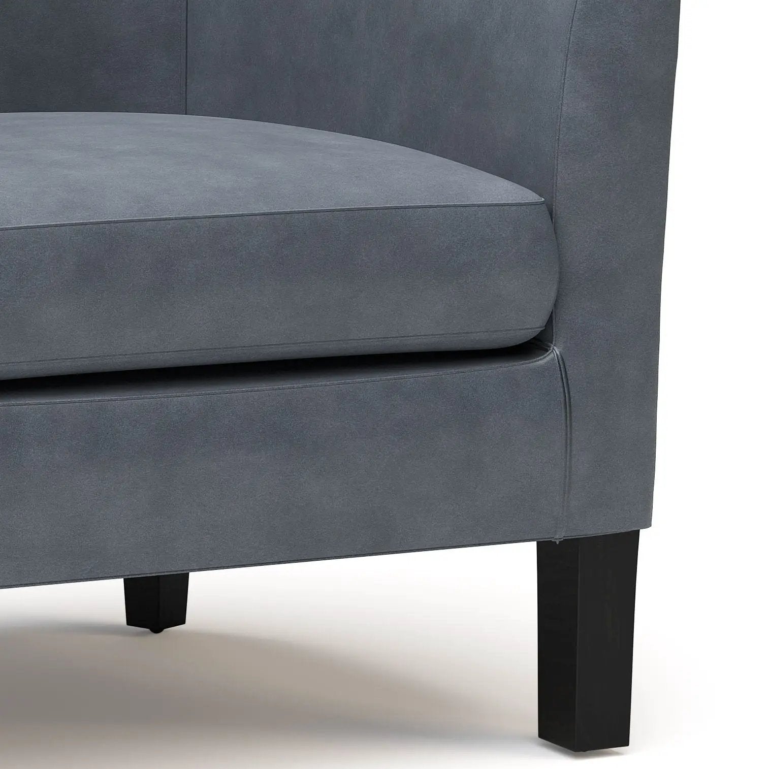 Austin Transitional Tub Chair in blue-gray upholstery with dark wooden legs on Tampa Home & Garden Store