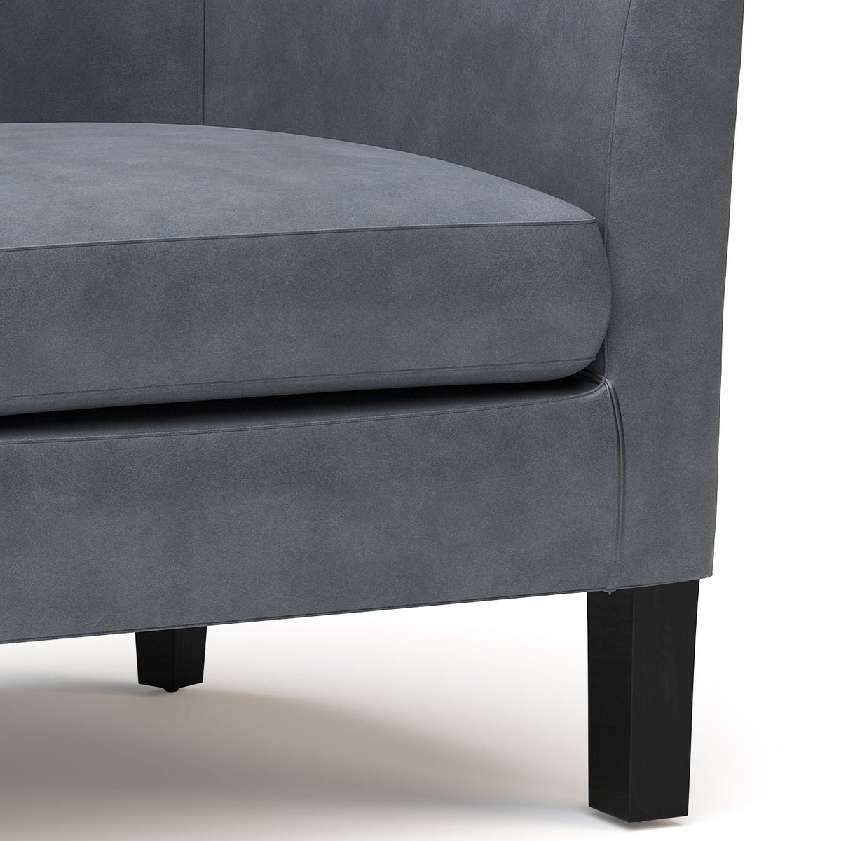 HouseOfZazla transitional tub chair in blue-gray upholstery with solid legs, cushion detail on Tampa Home & Garden Store