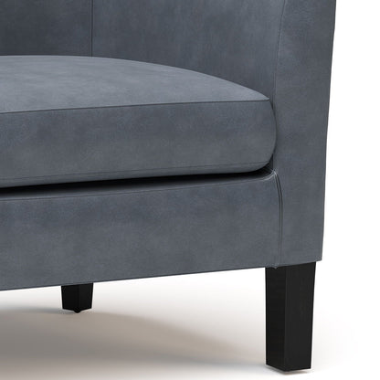 HouseOfZazla transitional tub chair in blue-gray upholstery with solid legs, cushion detail on Tampa Home & Garden Store
