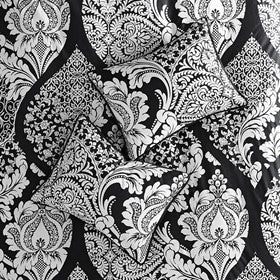 7 Piece Cotton Printed Comforter Set by HouseOfZazla in black and white damask print on Tampa Home & Garden Store