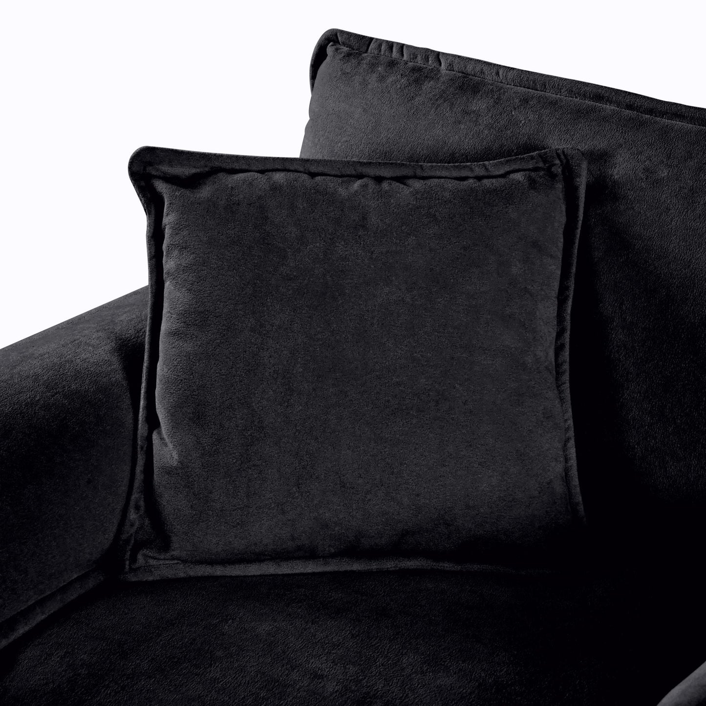 Modern comfy deep-seat modular sectional sofa cloud couch with ottoman in black velvet on Tampa Home & Garden Store
