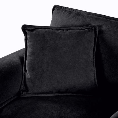Modern comfy deep-seat modular sectional sofa cloud couch with ottoman in black velvet on Tampa Home & Garden Store