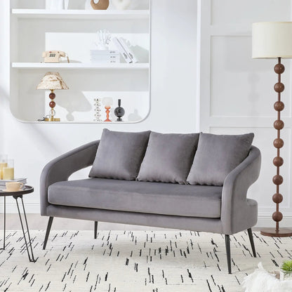 Open Back Loveseat Settee With Three Pillows