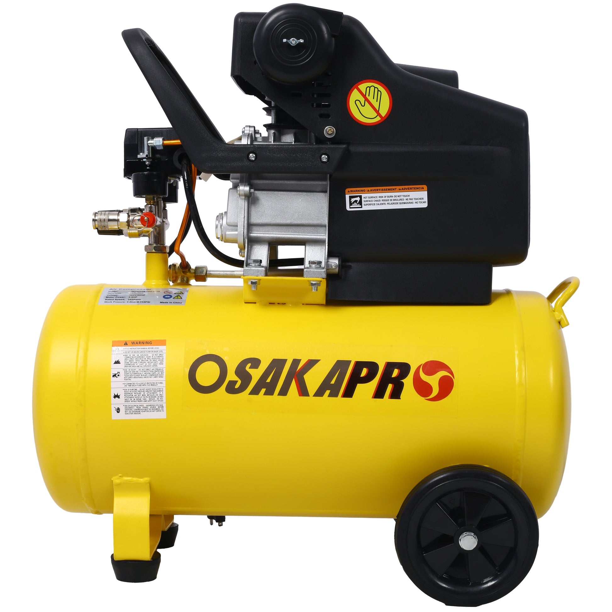 3.5HP Portable Oil-Lubricated Air Compressor with yellow tank and black motor by HouseOfZazla on Tampa Home & Garden Store