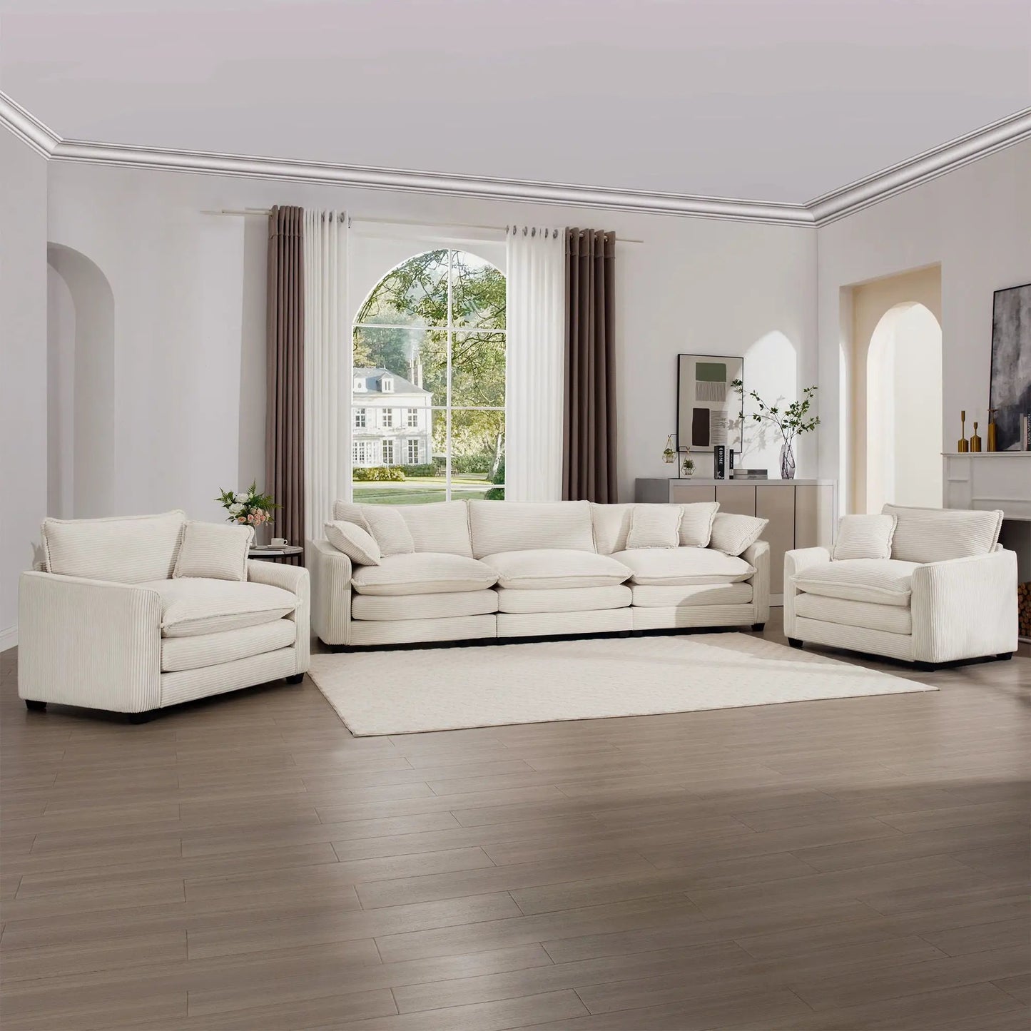 Elegant Sectional Sofa Set with Deep Seats