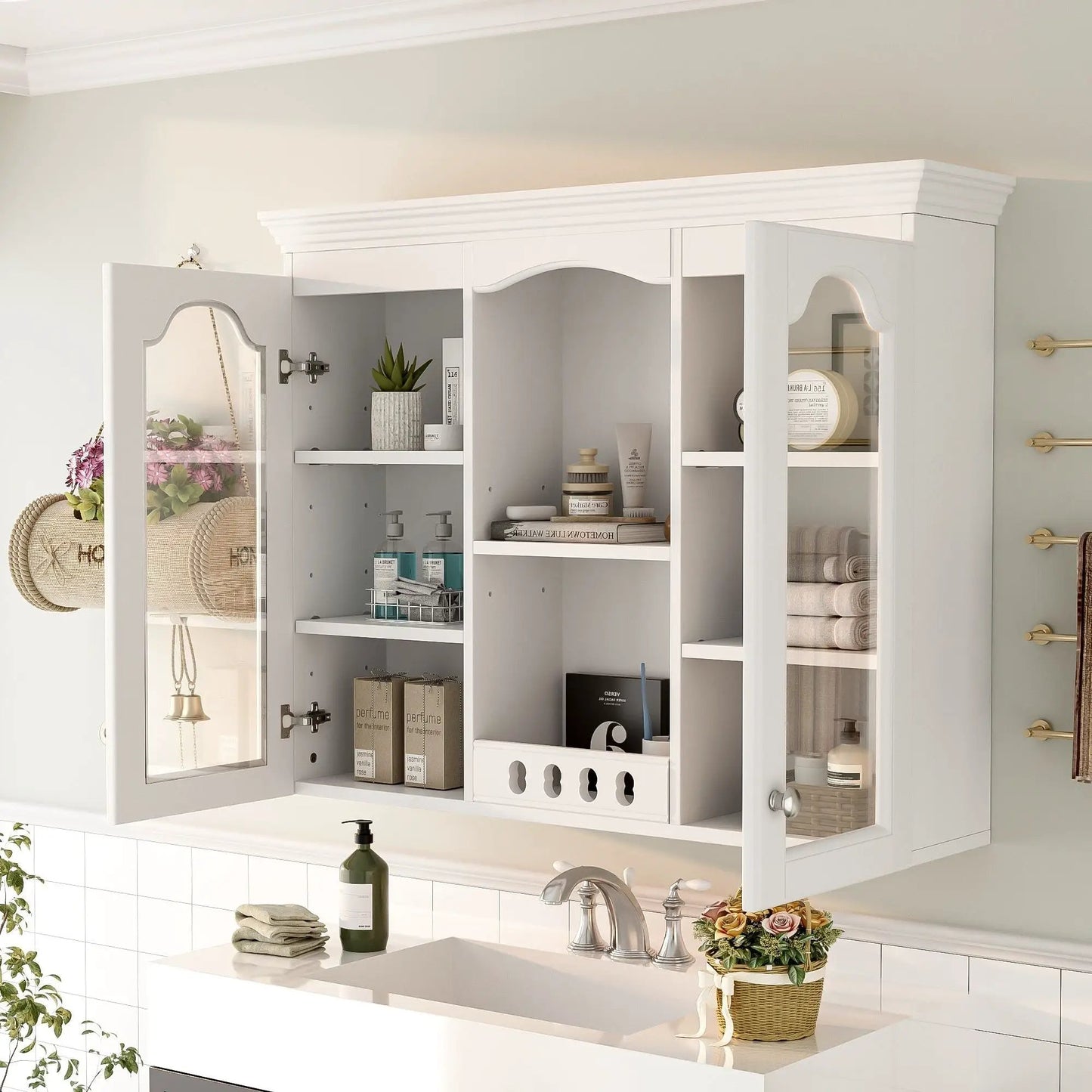 Wall Mounted Medicine Cabinet With Glass Doors