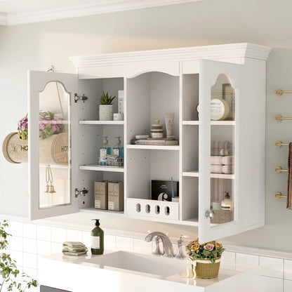 Wall Mounted Medicine Cabinet With Glass Doors