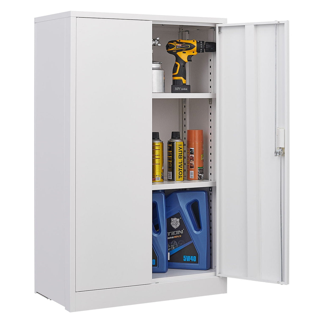 Metal storage cabinet with locking doors and adjustable shelves white by HouseOfZazla on Tampa Home & Garden Store