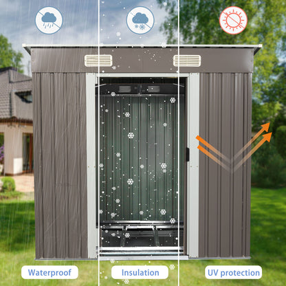 Galvanized Steel Outdoor Storage Shed and Padlock