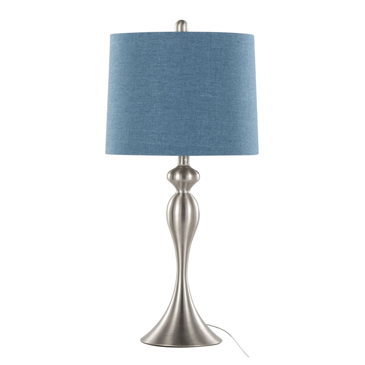 Ashland contemporary table lamp set of 2 with blue shade and brushed nickel base HouseOfZazla on Tampa Home & Garden Store