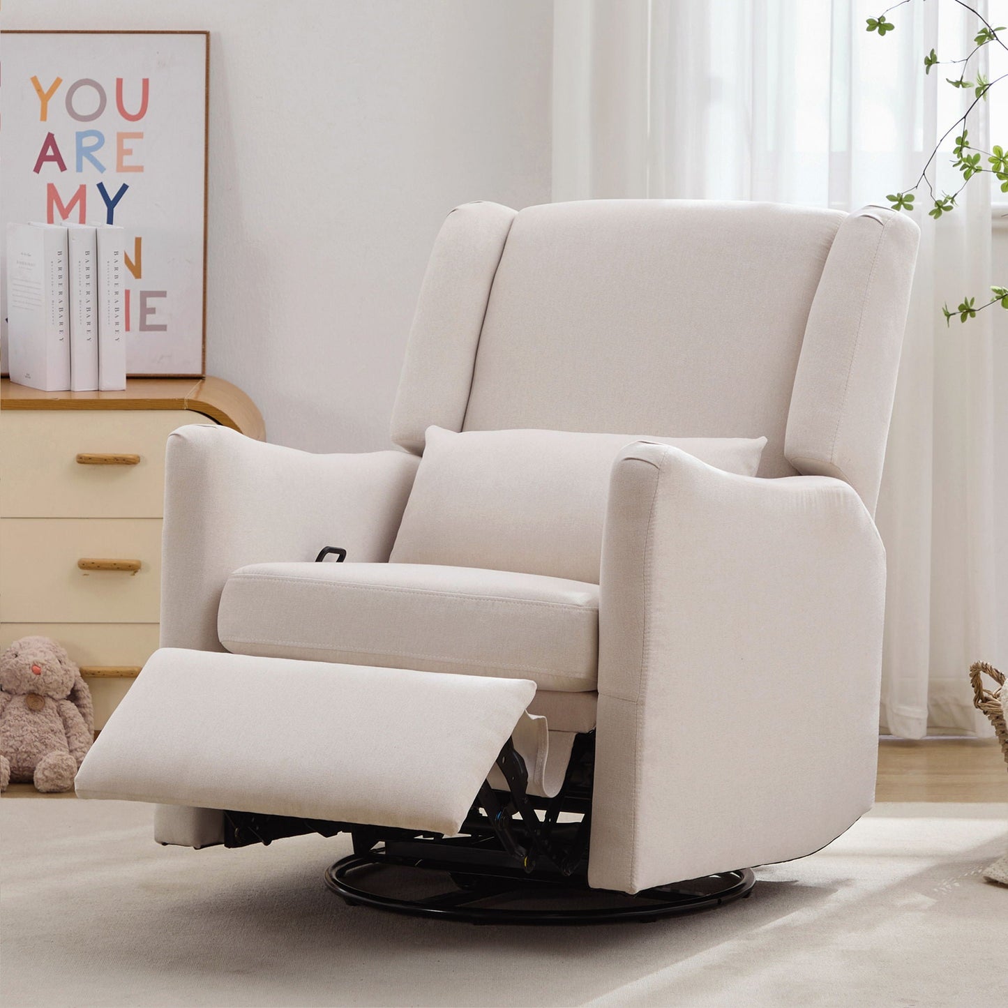 Wide Wingback Swivel Glider And Recliner