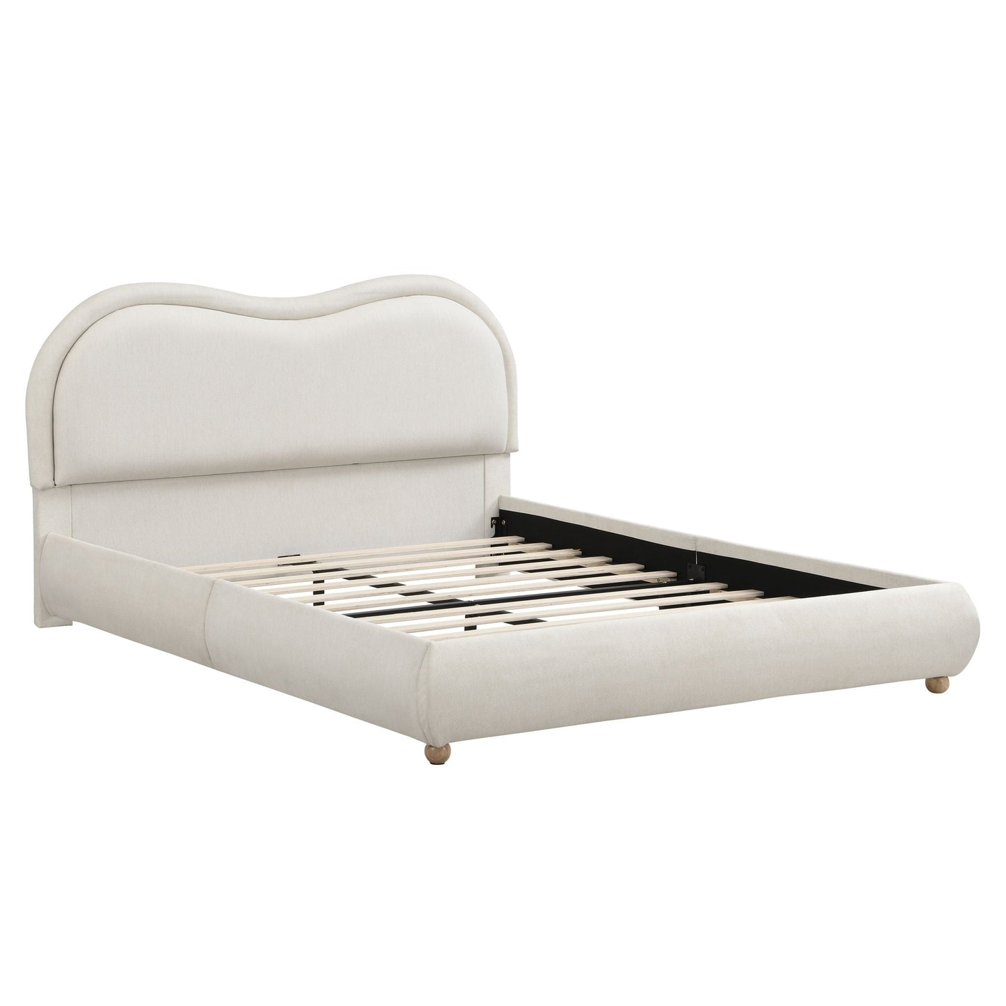 Upholstered Platform Bed with Curved Headboard
