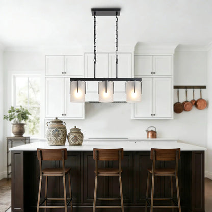 Adjustable Pendant Light by Unique Piece Furniture; black metal frame with four shades on chain on Tampa Home & Garden Store