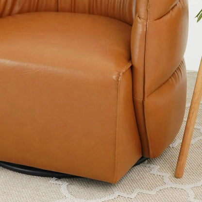 Walden Stylish Swivel Chair in tan leather with black swivel base on Tampa Home & Garden Store