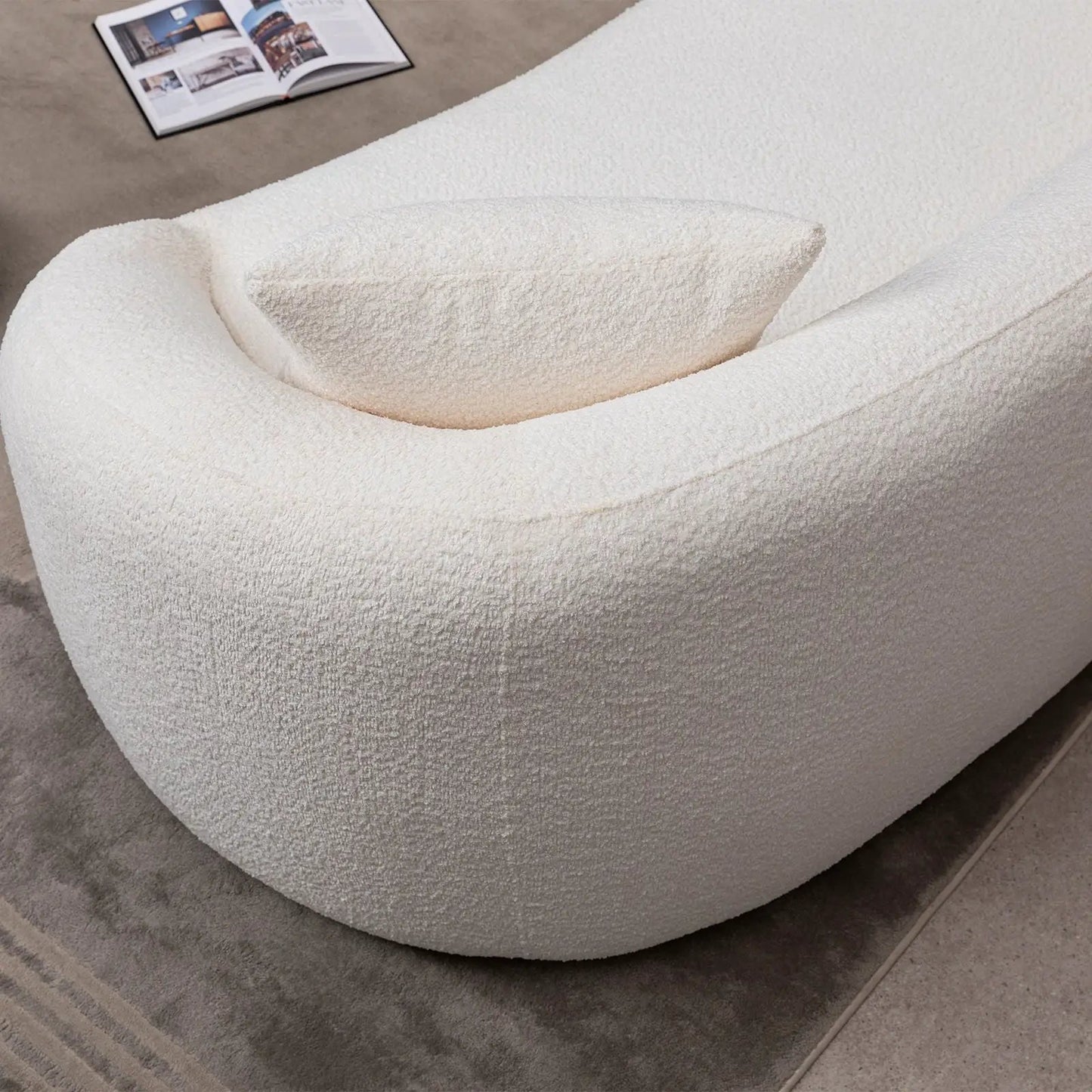 Stationary curved 3-seater sofa in white boucle by Unique Piece Furniture on Tampa Home & Garden Store