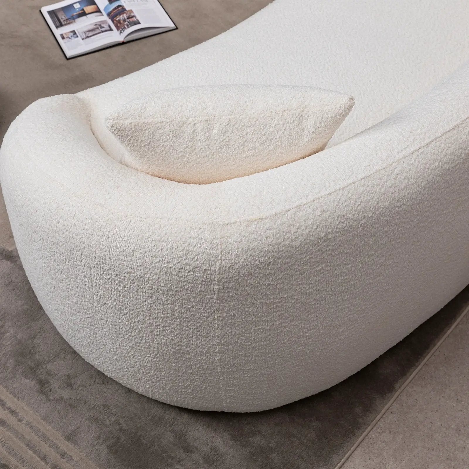 Stationary curved 3-seater sofa in white boucle by Unique Piece Furniture on Tampa Home & Garden Store