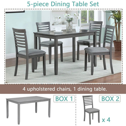 5 Piece Modern Dining Set Table With Chairs