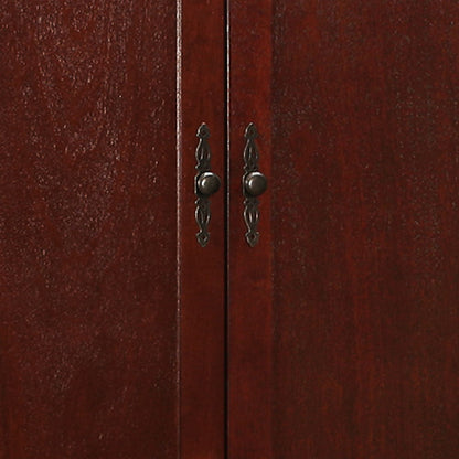 Traditional armoire with hanging bar in dark mahogany finish and ornate metal hardware on Tampa Home & Garden Store