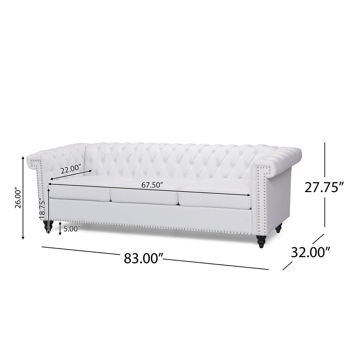Chesterfield 3 Seater Sofa and Button Tufting