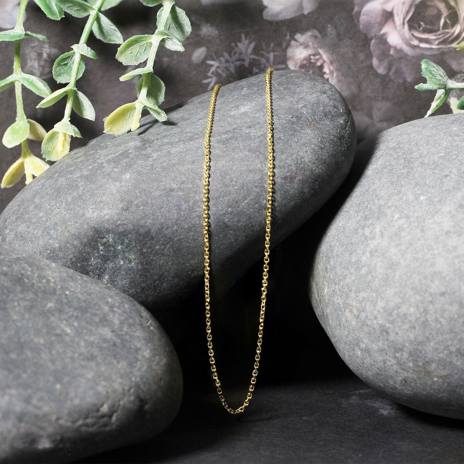 18k yellow gold diamond-cut cable link chain necklace, 1.10 mm, Bids.com on Tampa Home & Garden Store