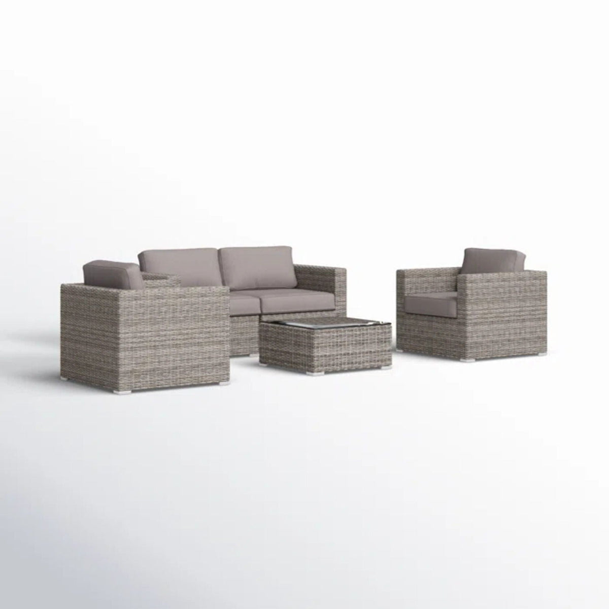 3-piece wicker outdoor seating set with taupe cushions and coffee table by HouseOfZazla on Tampa Home & Garden Store