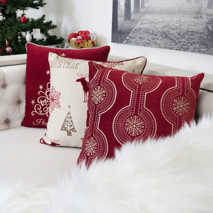 Holiday Throw Pillow Snowflake Embroidery
