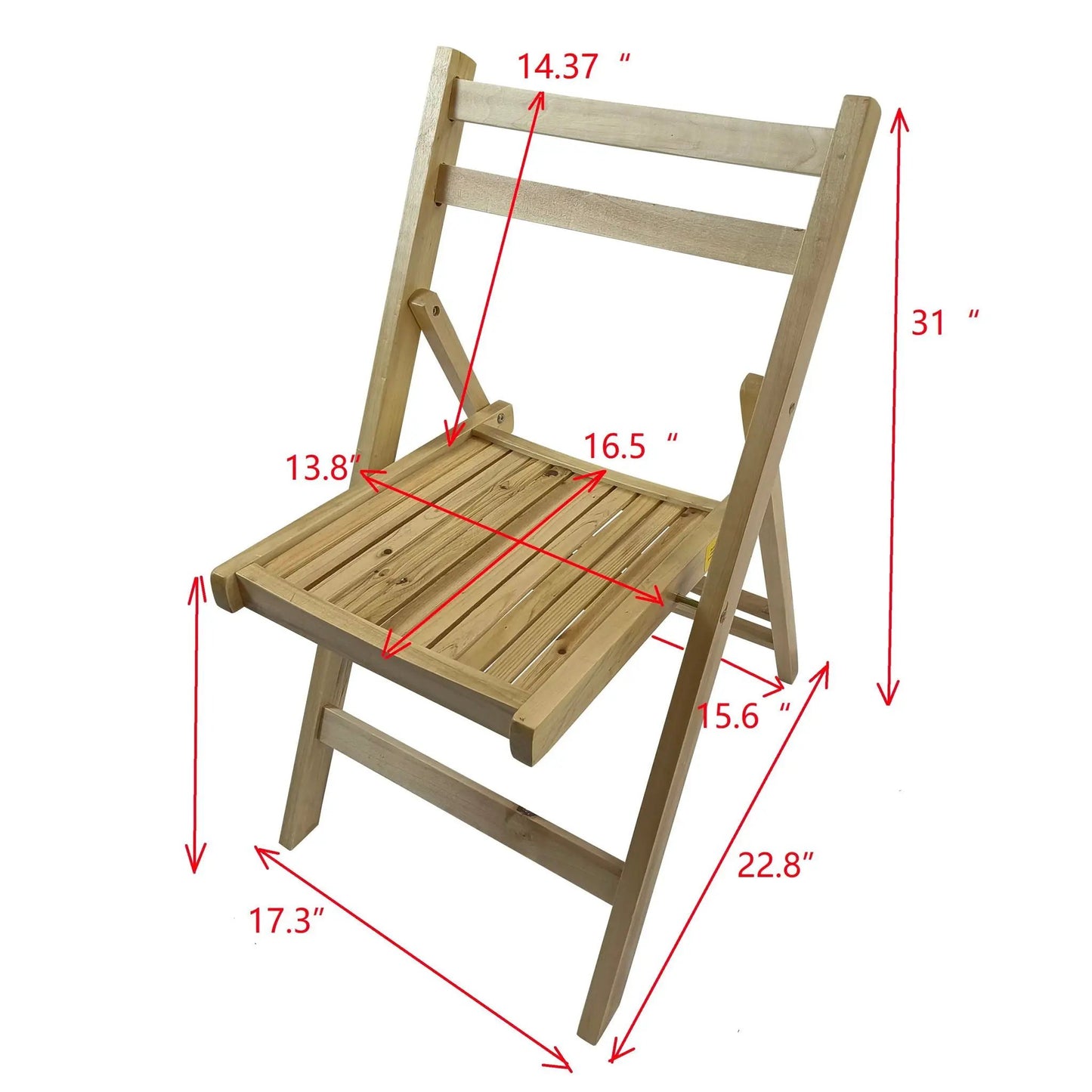Folding Special Event Chair set of 4, wooden with slatted seat and back in natural finish on Tampa Home & Garden Store