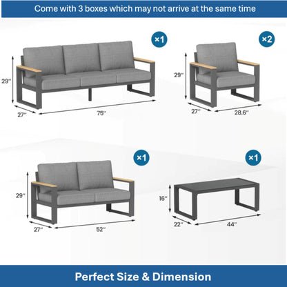 Modern Outdoor Sofa Set with the Coffee Table
