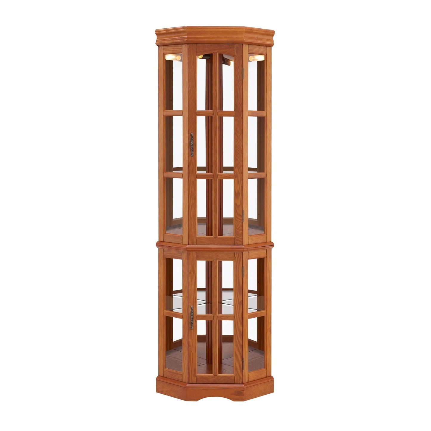 Corner Curio Cabinet with 5 Shelves and Lighting
