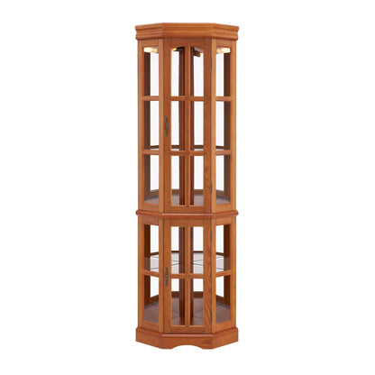 Corner Curio Cabinet with 5 Shelves and Lighting