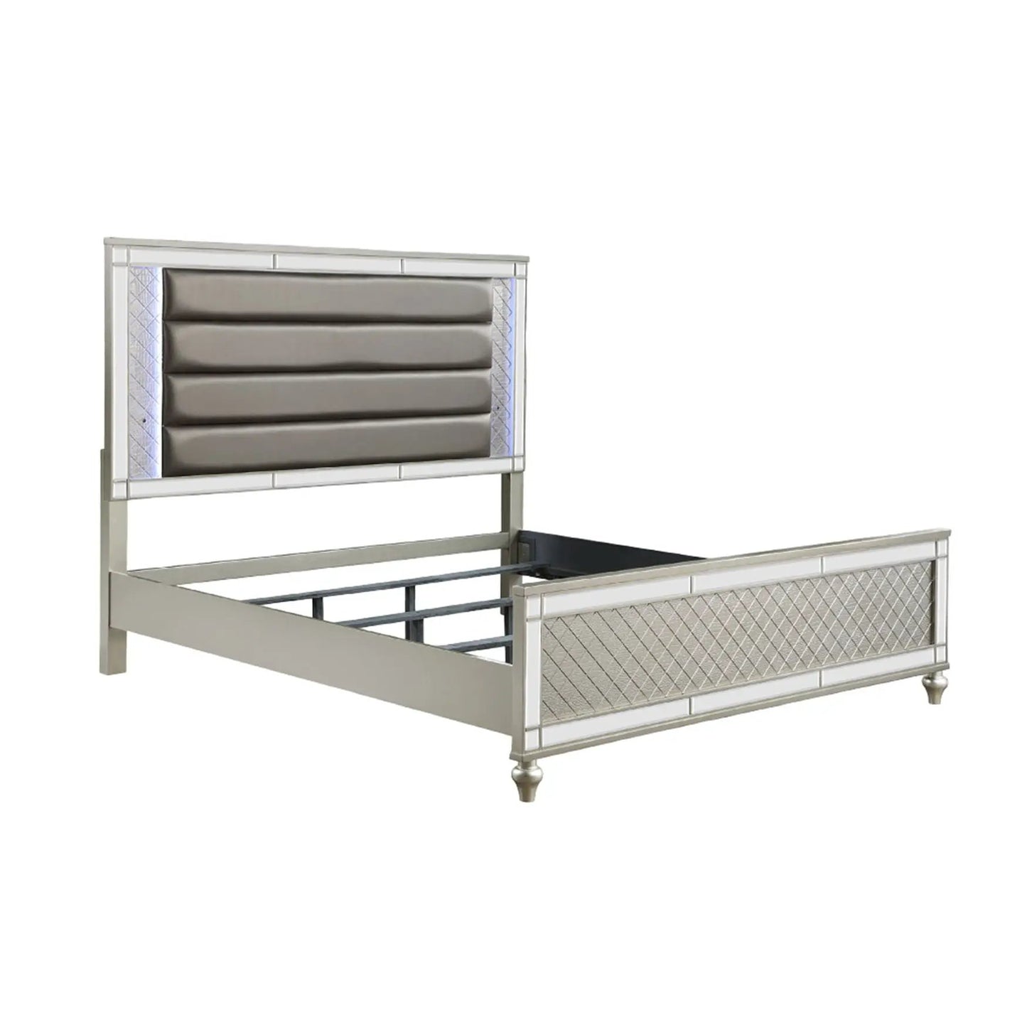 Modern Panel Bed With Tufted Design and Lighting