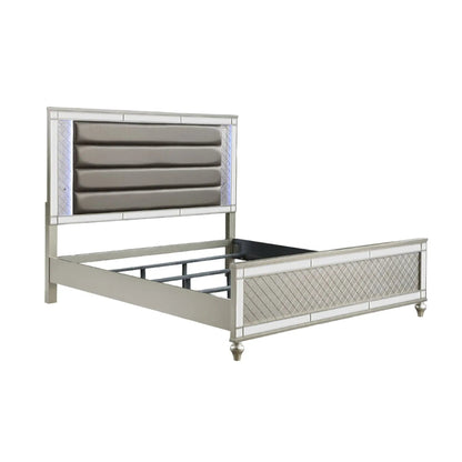 Modern Panel Bed With Tufted Design and Lighting