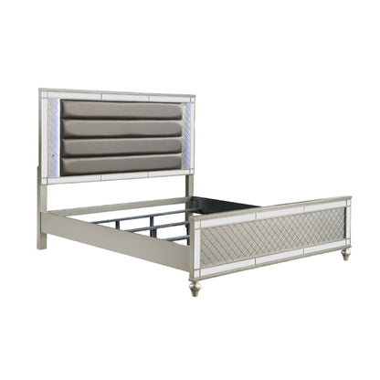 Modern Panel Bed with a Tufted Design and Led