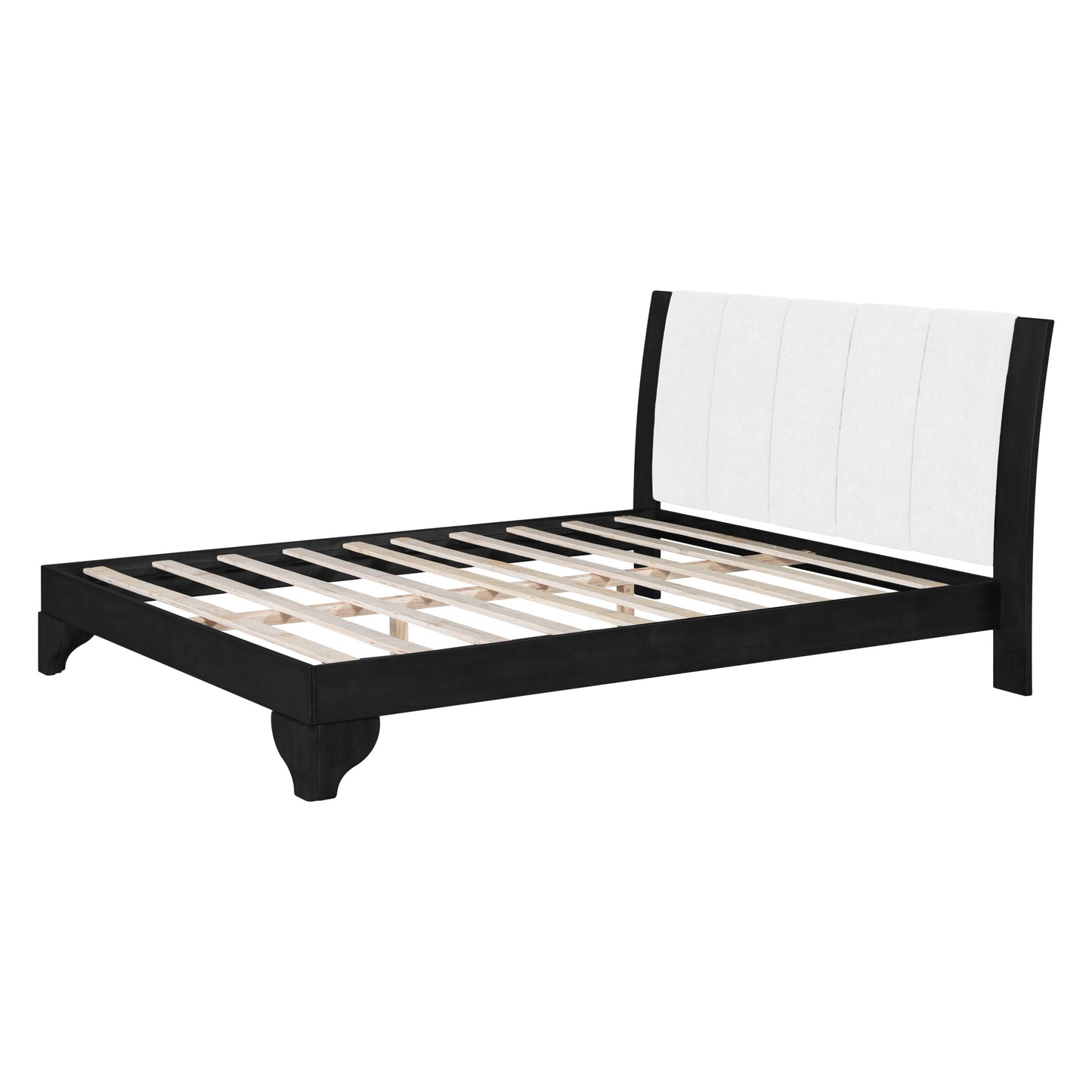 Solid Black and White Pine Queen Bed Frame