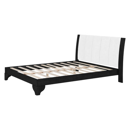 Solid Black and White Pine Queen Bed Frame