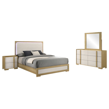 Lincoln bedroom set with LED headboard and light wood finish, 4 piece set by HouseOfZazla on Tampa Home & Garden Store