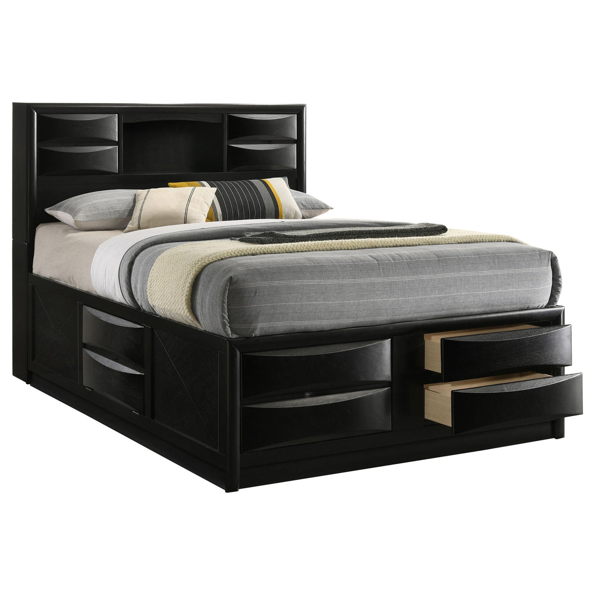 Jazz storage bed by HouseOfZazla black finish with headboard storage and underbed drawers on Tampa Home & Garden Store