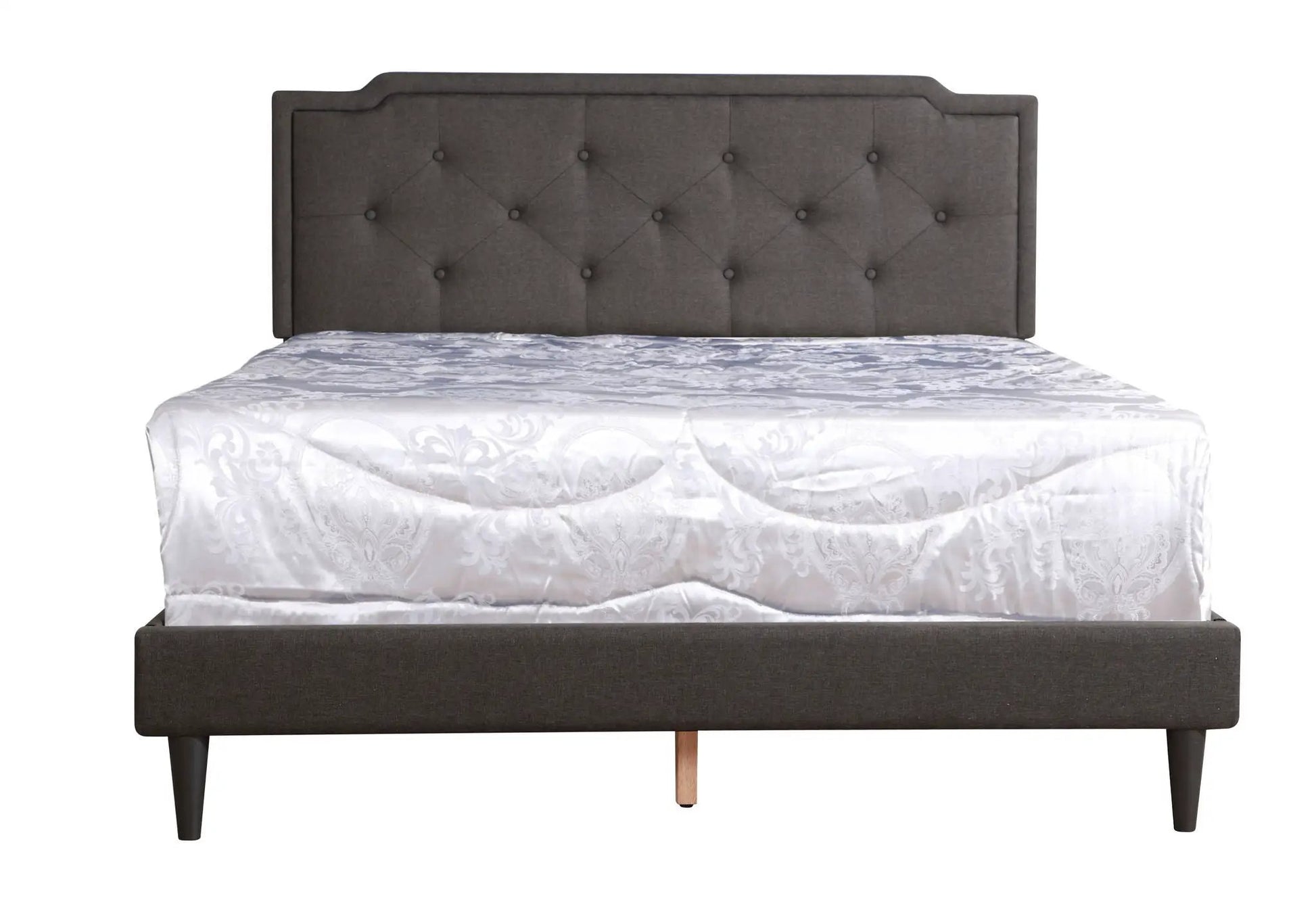 Button Tufted Bed Charming For Cozy Spaces charcoal gray fabric with diamond tufting on Tampa Home & Garden Store