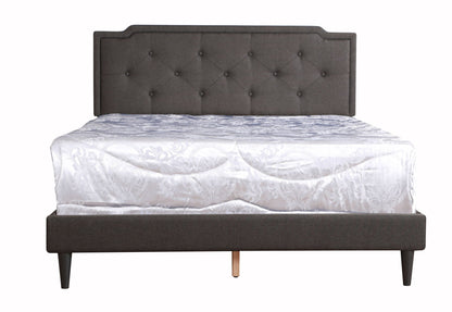 Button tufted upholstered bed with dark gray fabric headboard and diamond tufting on Tampa Home & Garden Store