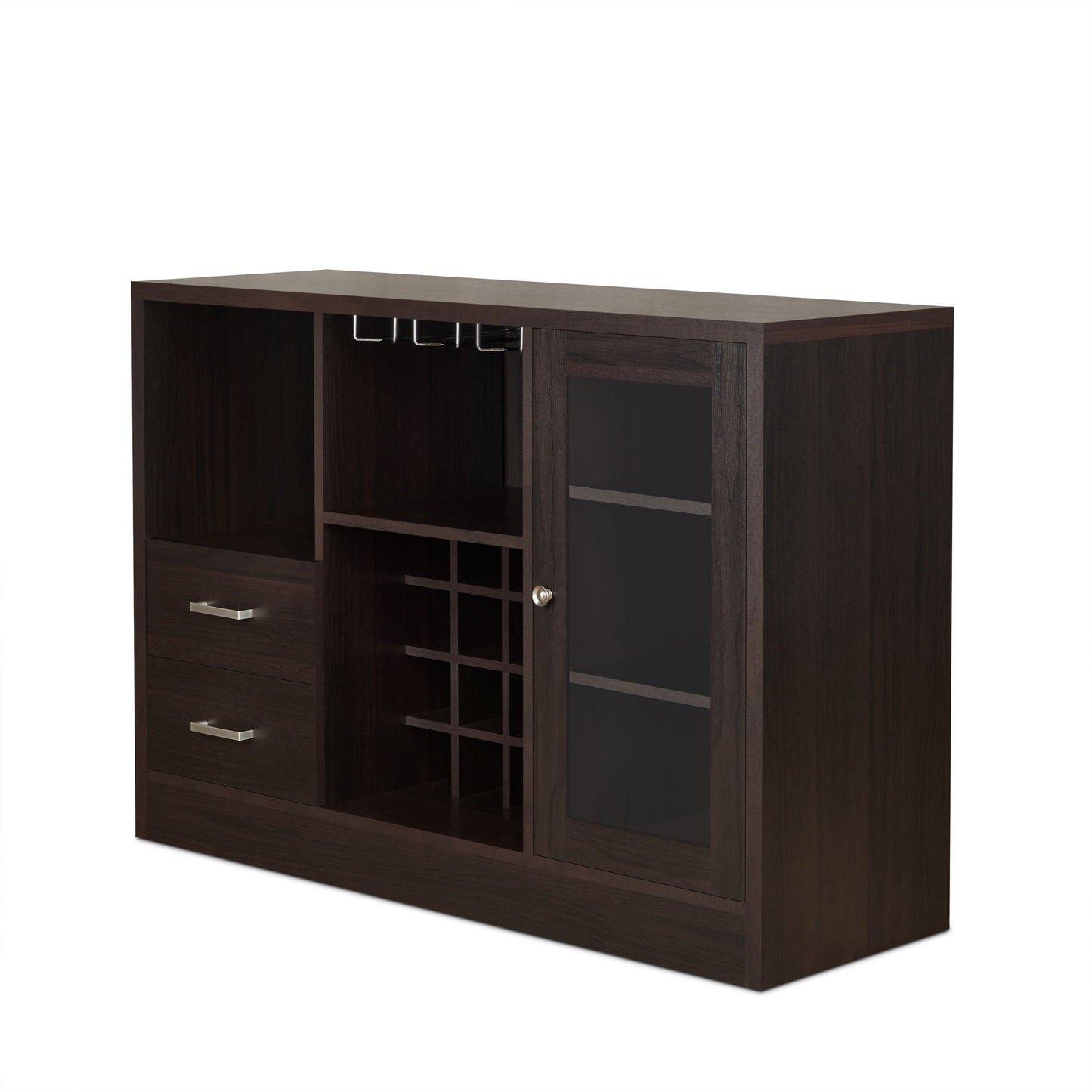 Hazen Wine Cabinet III Espresso dark wood with glass door and wine rack by HouseOfZazla on Tampa Home & Garden Store