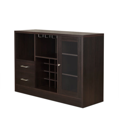 Hazen Wine Cabinet III Espresso dark wood with glass door and wine rack by HouseOfZazla on Tampa Home & Garden Store