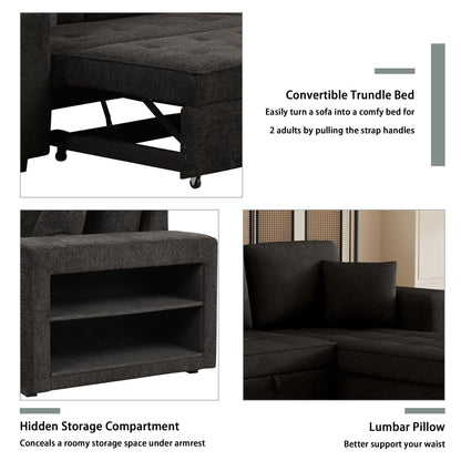 Modern L-Shape 3-Seat Reversible Sleeper Sectional with Storage Chaise in gray by HouseOfZazla on Tampa Home & Garden Store