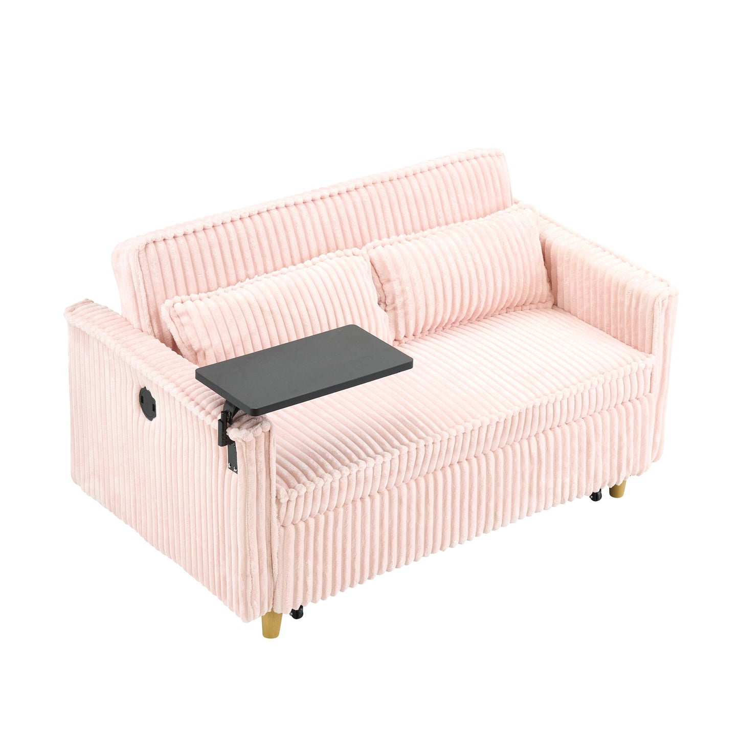 Pull Out Sofa With Movable Table and Usb Ports