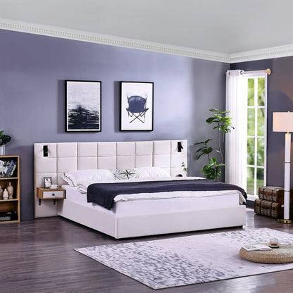 Upholstered hydraulic platform bed with storage, USB, white headboard Unique Piece Furniture on Tampa Home & Garden Store