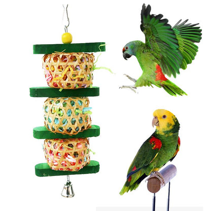 Parrot Supplies Bird Toy Sell My Stuff rattan woven skewers 3 with green spacers and ribbons on Tampa Home & Garden Store