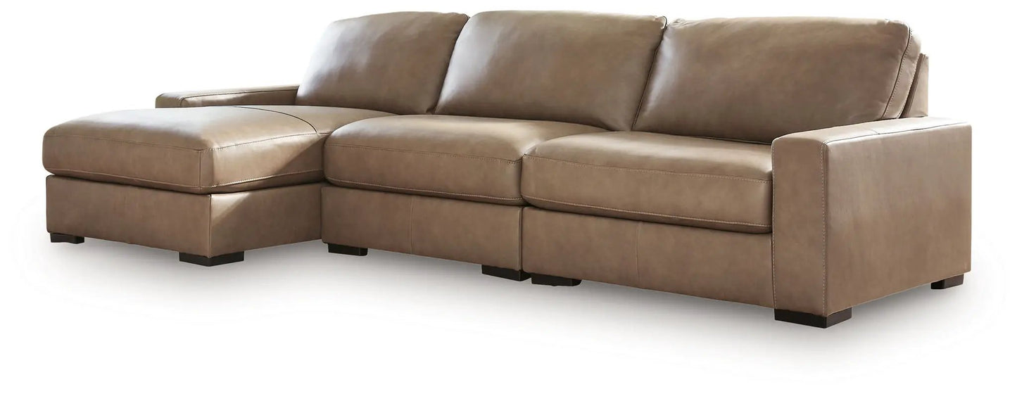 Veronella tan leather stationary sectional with chaise by Unique Piece Furniture on Tampa Home & Garden Store