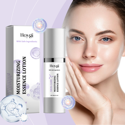 Moisturizing Essence to Reduce Fine Lines serum bottle and box with lavender accents on Tampa Home & Garden Store