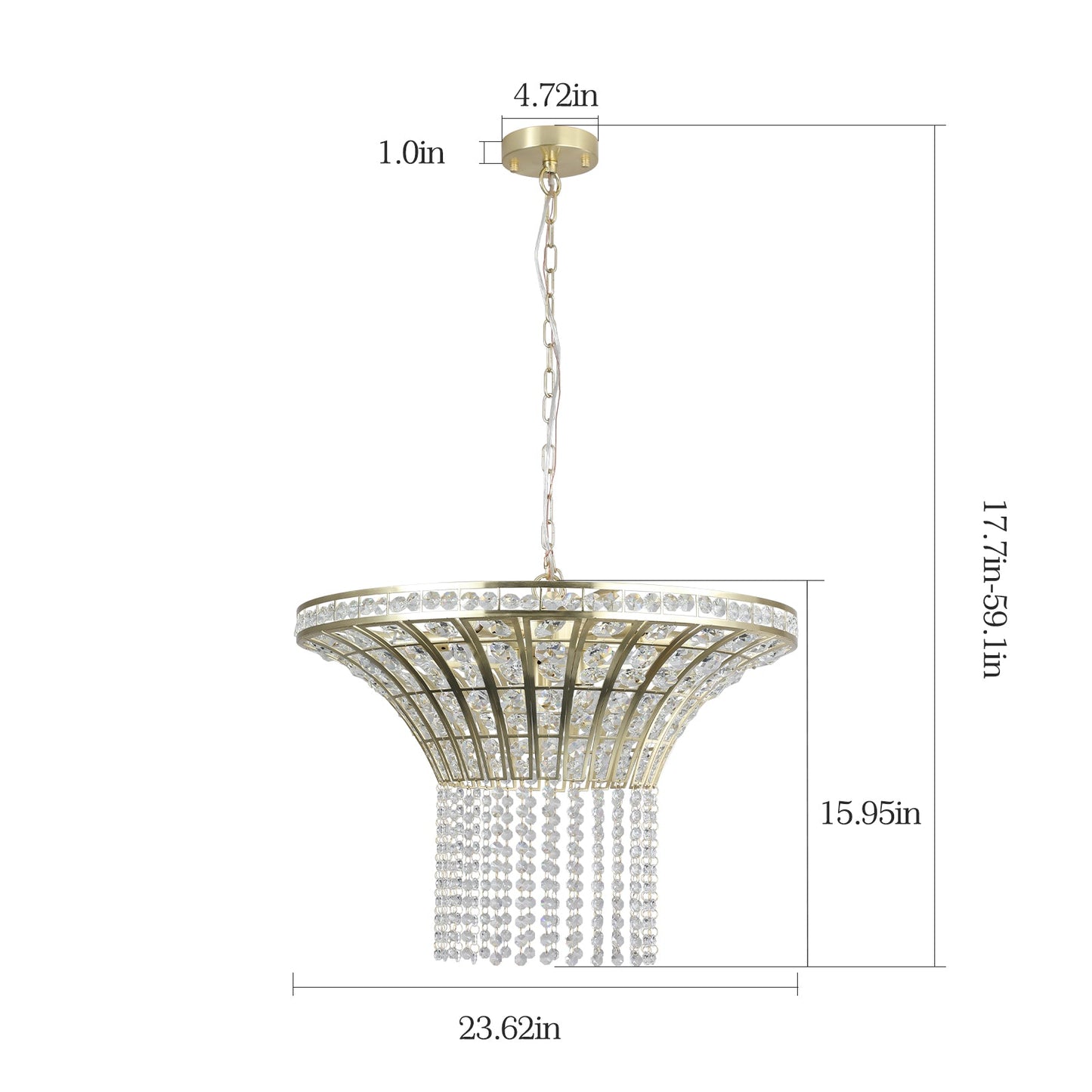 8-Light 23.6" Wide Crystal Waterfall Chandelier (Bulb Not Included)