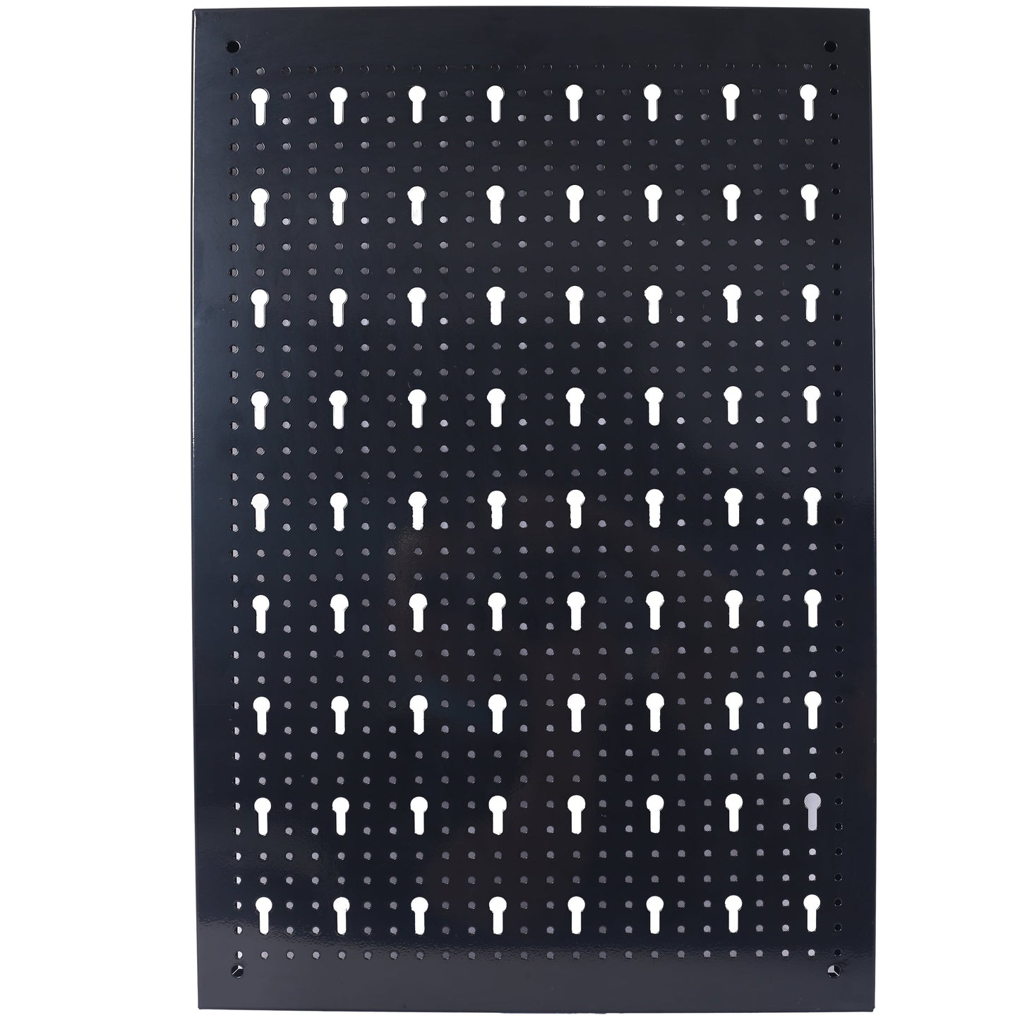 Black 4-foot metal garage nail board pegboard panel with rows of holes and keyhole mounting slots on Tampa Home & Garden Store