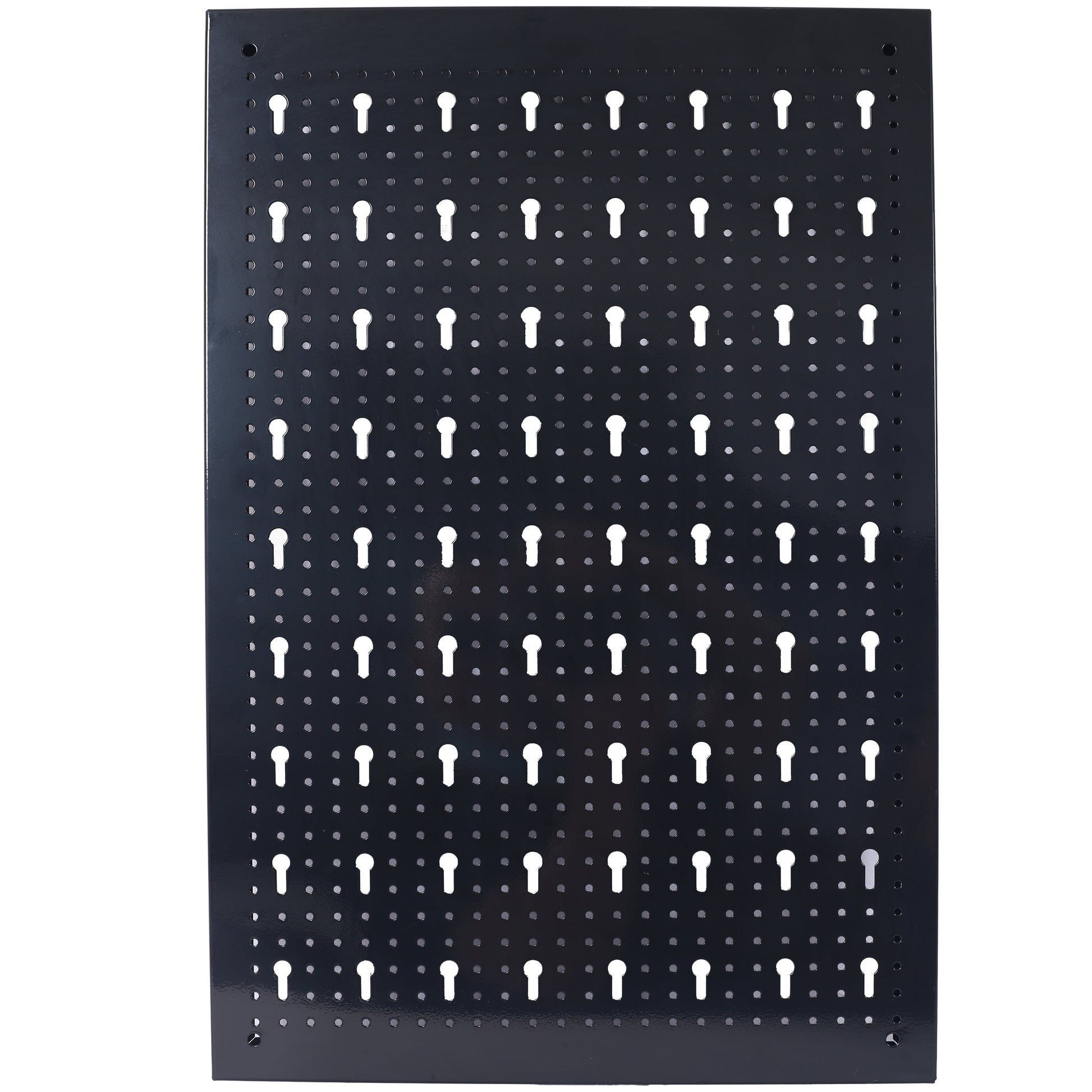 Black 4-foot metal garage nail board pegboard panel with rows of holes and keyhole mounting slots on Tampa Home & Garden Store